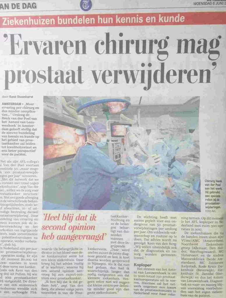 Ervaren chirurg mag prostaat verwijderen Telegraaf 2018