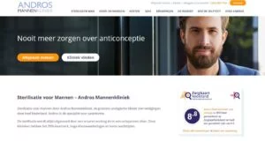 screenshot home van www.sterilisatieklinieken.nl voor sterilisatie man Andros Clinics